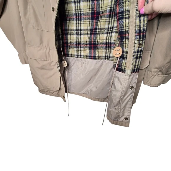 Vintage Swingster Mens Kahki Jacket Sz M Flannel Lined Two Way Zipper Utility - Picture 13 of 16